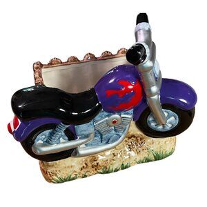 Vintage Napco Purple/Red Motorcycle Planter‎ 5"x8"x6"